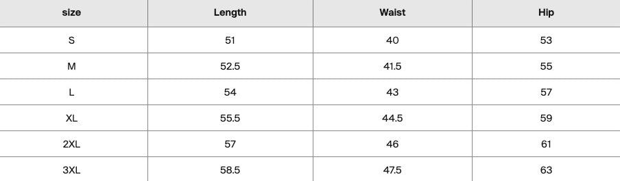 Size chart