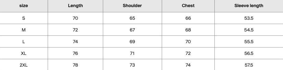 Size chart